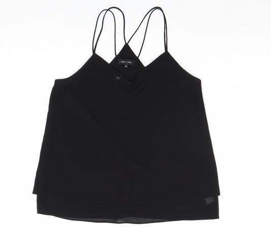 New Look Womens Black Polyester Basic Tank Size 10 V-Neck