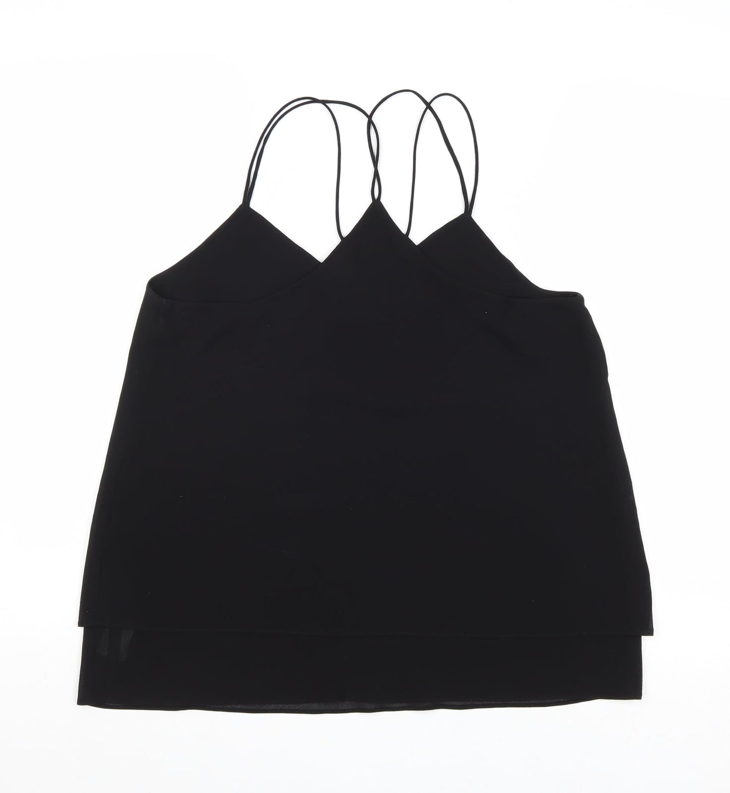 New Look Womens Black Polyester Basic Tank Size 10 V-Neck