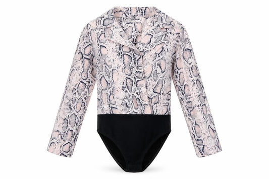 Parisian Womens Pink Animal Print Polyester Bodysuit One-Piece Size 10 Snap - Snake Print