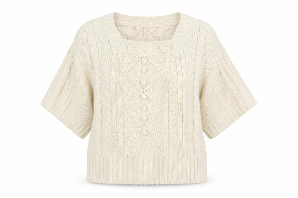 Marks & Spencer Womens Beige Square Neck Acetate Pullover Jumper Size 12