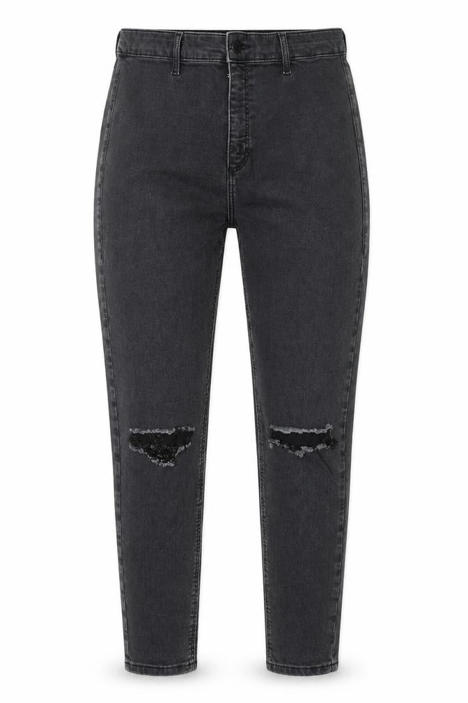 Topshop Womens Black Cotton Skinny Jeans Size 34 in Regular Zip