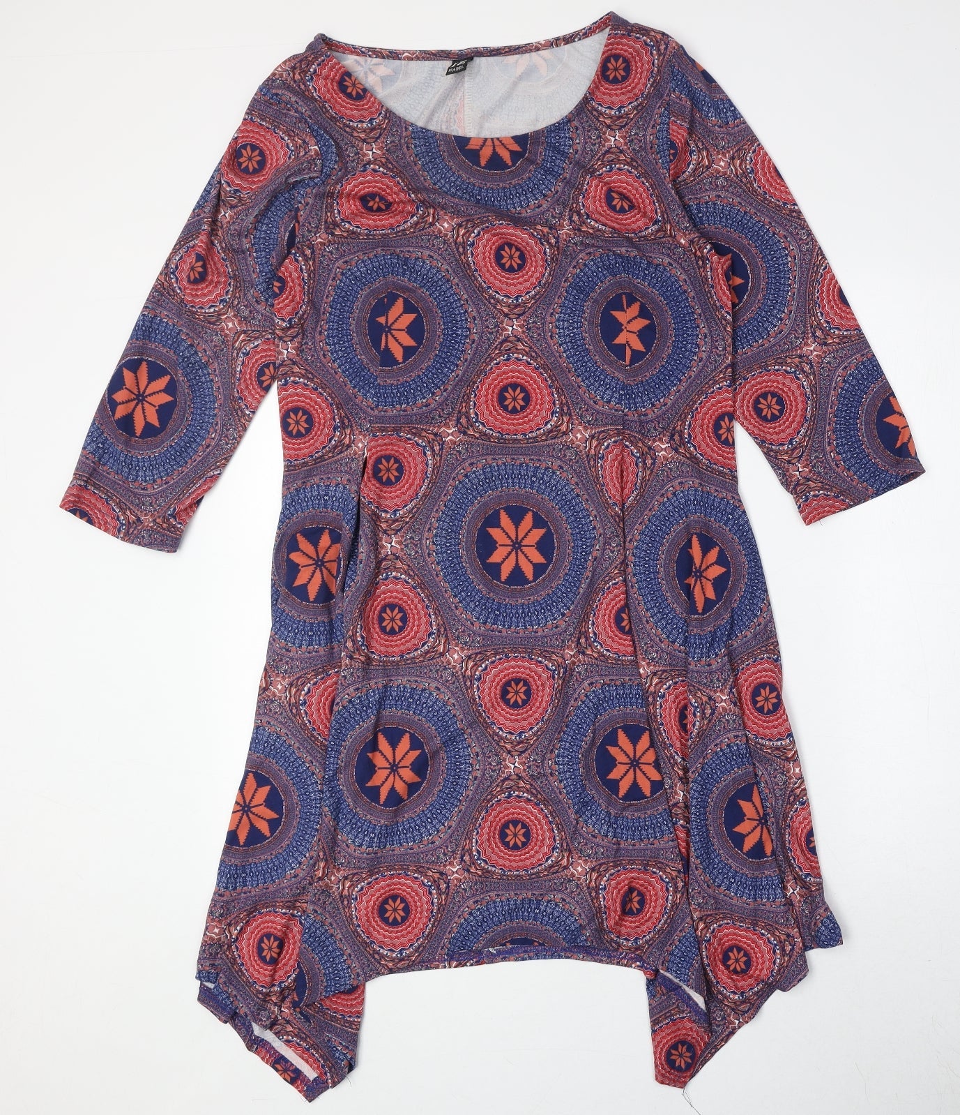Izabel Womens Multicoloured Geometric Polyester Trapeze & Swing Size 14 Round Neck Pullover