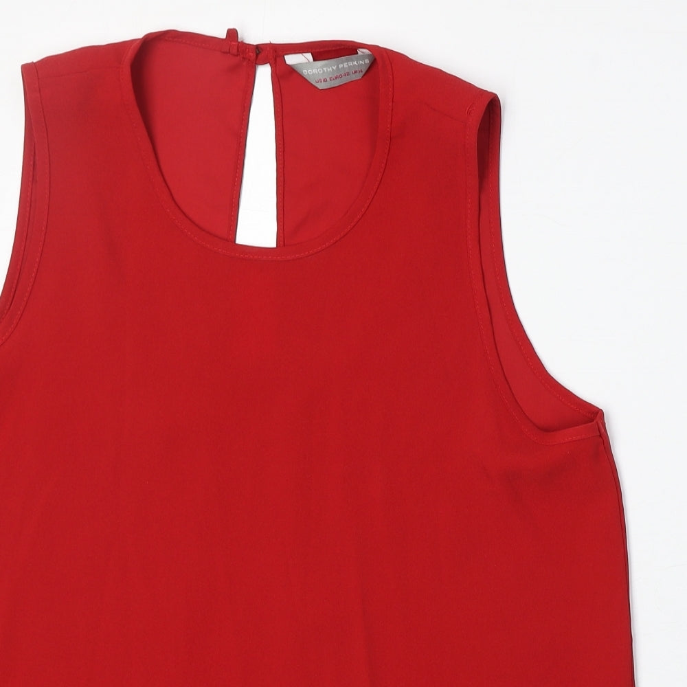 Dorothy Perkins Womens Red Polyester Basic Tank Size 10 Scoop Neck