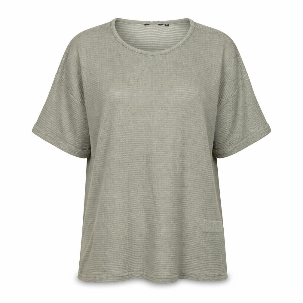 New Look Womens Green Polyester Basic T-Shirt Size 12 Round Neck