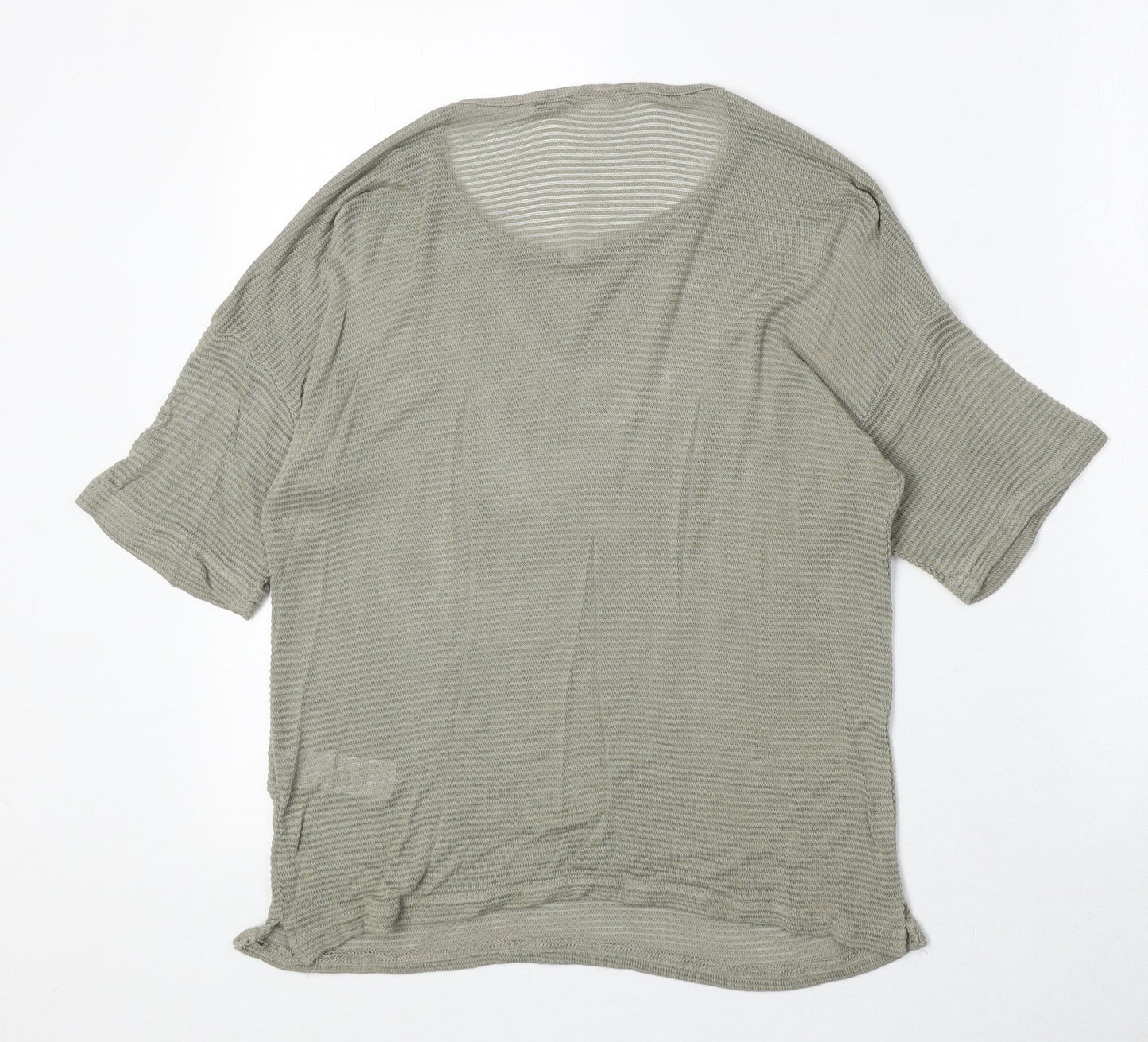 New Look Womens Green Polyester Basic T-Shirt Size 12 Round Neck