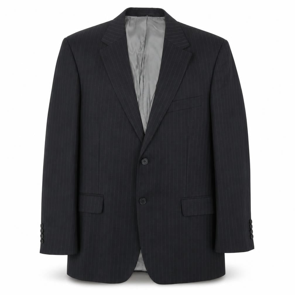 Marks & Spencer Mens Black Striped Wool Jacket Suit Jacket Size 40 Regular