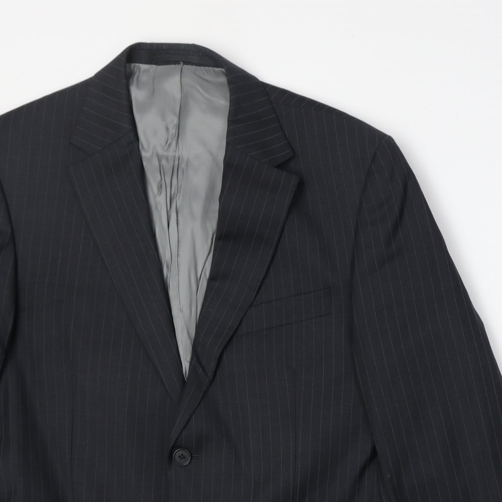 Marks and Spencer Mens Black Striped Wool Jacket Suit Jacket Size 40 Regular