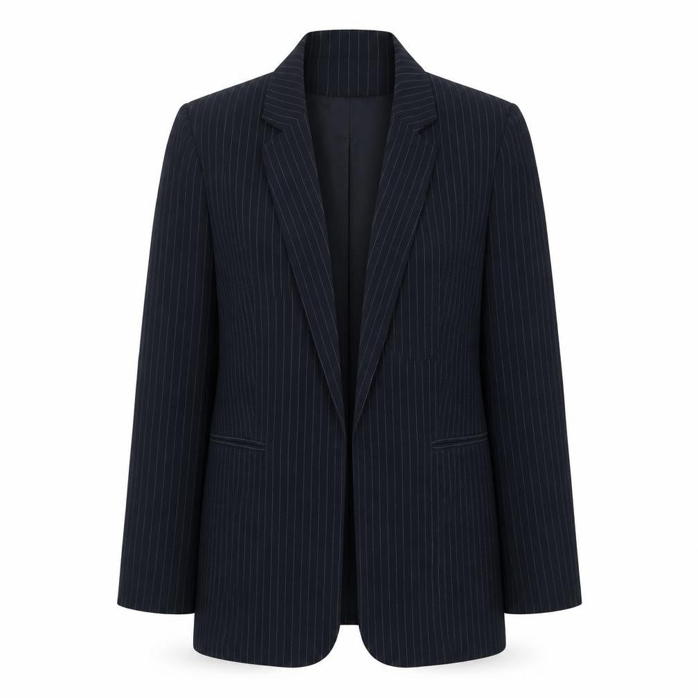 New Look Womens Blue Striped Polyester Jacket Suit Jacket Size 14