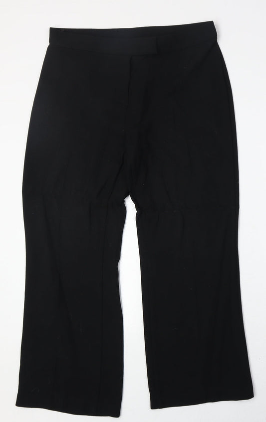 Marks and Spencer Womens Black Polyester Trousers Size 14 Regular Zip