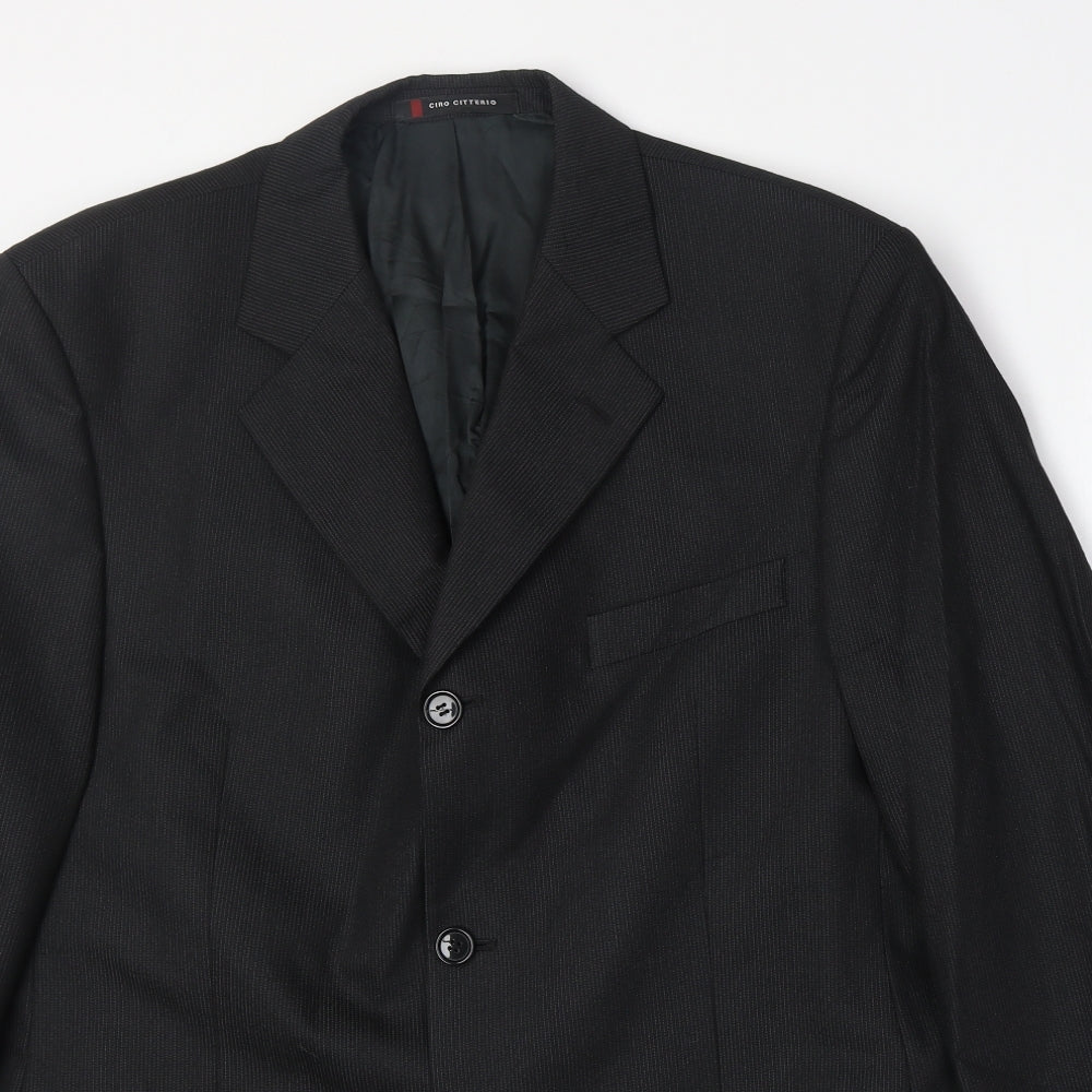 Ciro Citterio Mens Black Polyester Jacket Suit Jacket Size 42 Regular