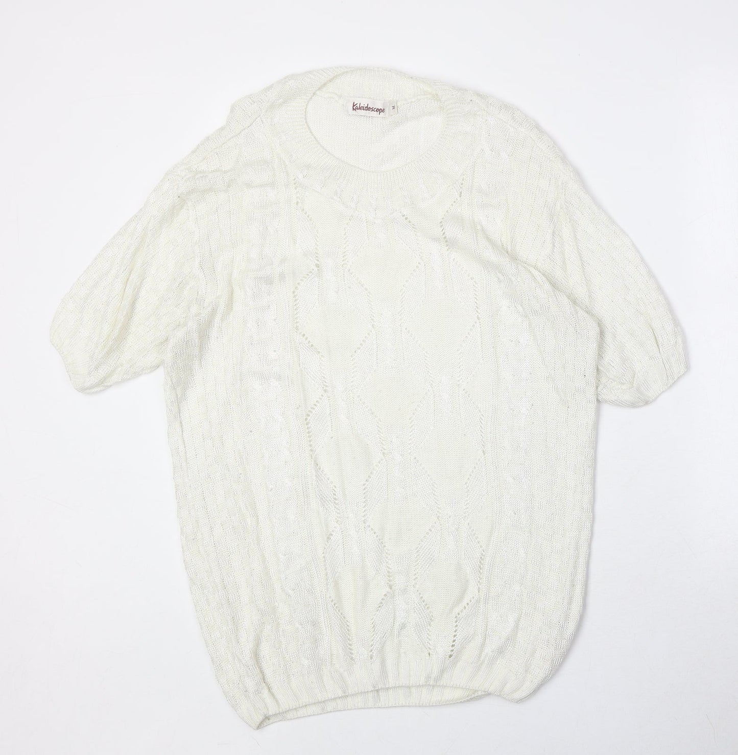 Kaleidoscope Womens Ivory Round Neck Viscose Pullover Jumper Size M