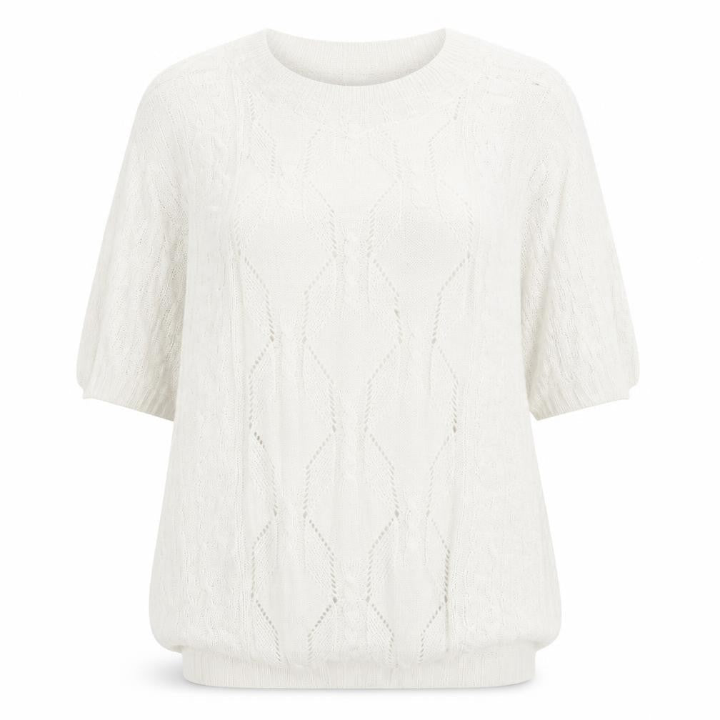Kaleidoscope Womens Ivory Round Neck Viscose Pullover Jumper Size M