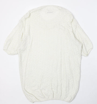 Kaleidoscope Womens Ivory Round Neck Viscose Pullover Jumper Size M