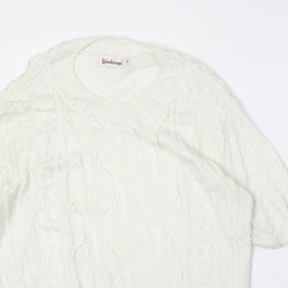 Kaleidoscope Womens Ivory Round Neck Viscose Pullover Jumper Size M
