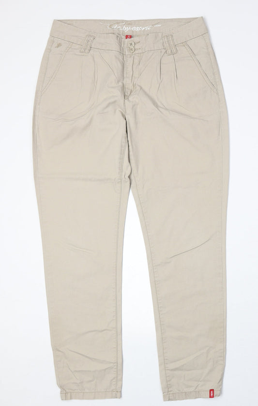 Esprit Womens Beige Cotton Trousers Size 8 Regular Zip