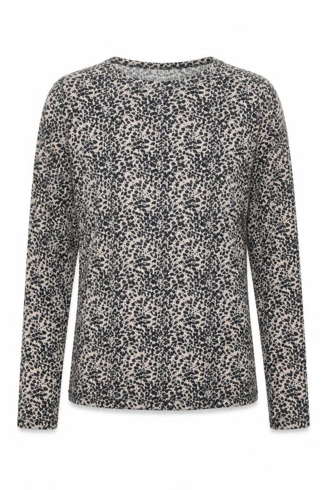 Topshop Womens Brown Animal Print Polyester Basic T-Shirt Size 12 Round Neck - Cheetah Print