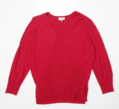 Country Casuals Womens Pink V-Neck Viscose Pullover Jumper Size L