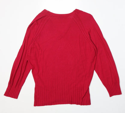 Country Casuals Womens Pink V-Neck Viscose Pullover Jumper Size L
