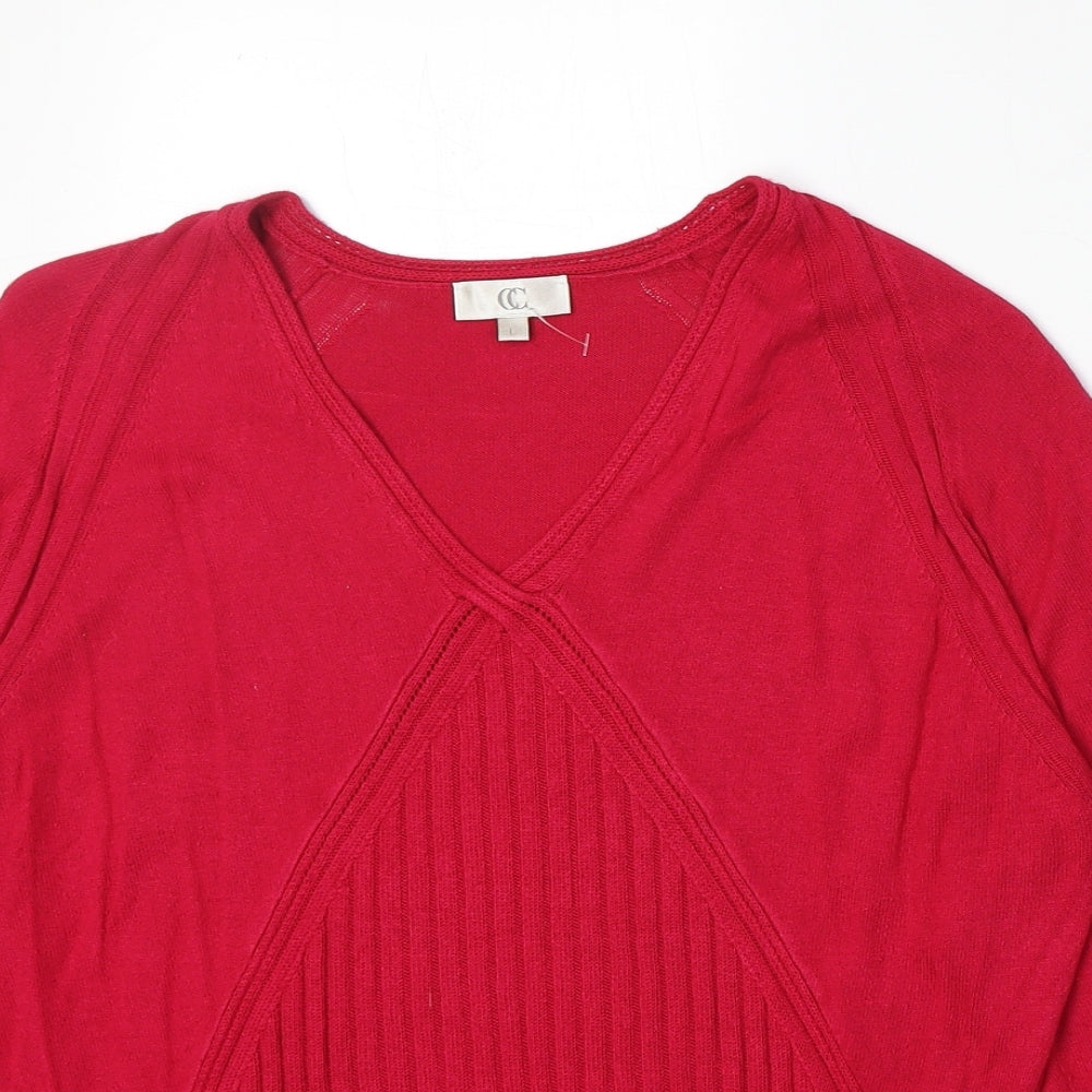 CC Womens Pink V-Neck Viscose Pullover Jumper Size L
