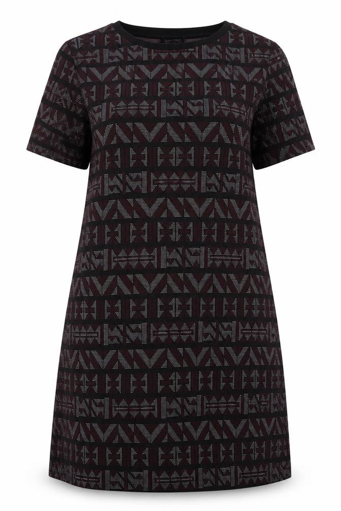 New Look Womens Multicoloured Geometric Polyester A-Line Size 14 Round Neck Pullover