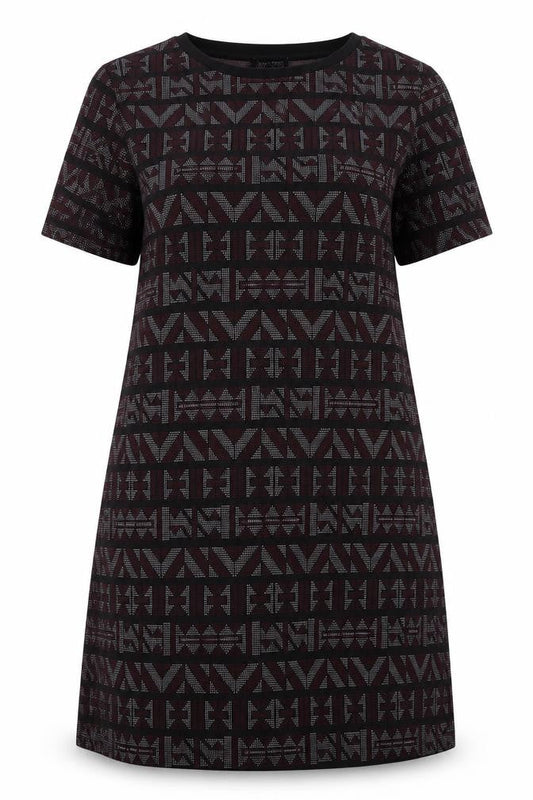 New Look Womens Multicoloured Geometric Polyester A-Line Size 14 Round Neck Pullover