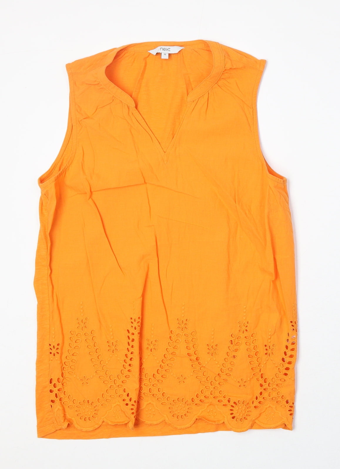 NEXT Womens Orange Cotton Basic Tank Size 12 V-Neck