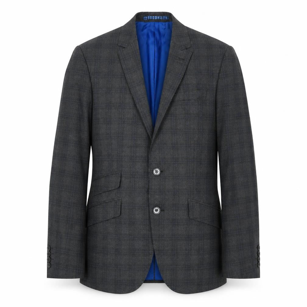 Marks & Spencer Mens Grey Plaid Polyester Jacket Suit Jacket Size 38 Regular