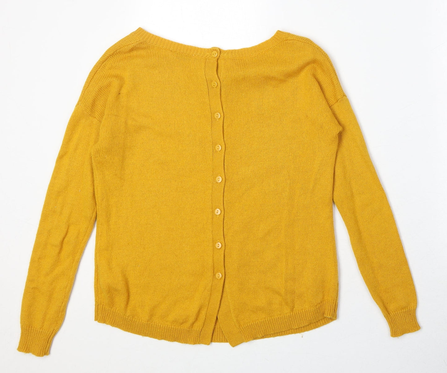 Miss Selfridge Womens Yellow Boat Neck Viscose Pullover Jumper Size 8