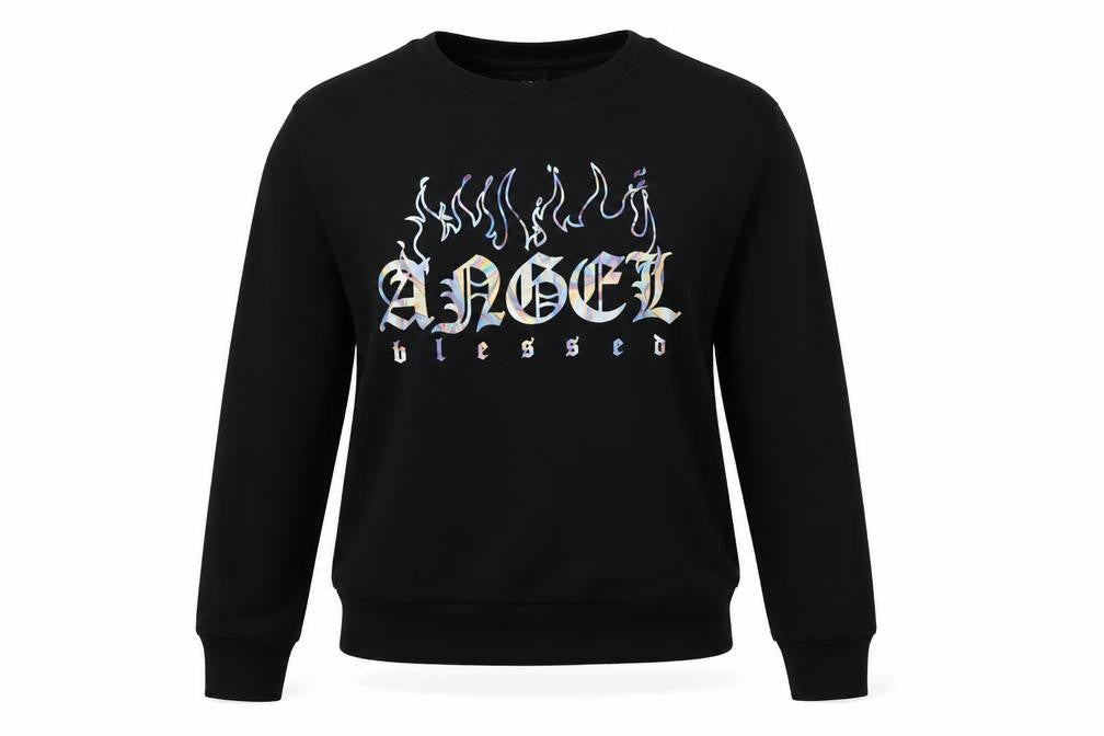 New Look Womens Black Cotton Pullover Sweatshirt Size M Pullover - Angel Blessed