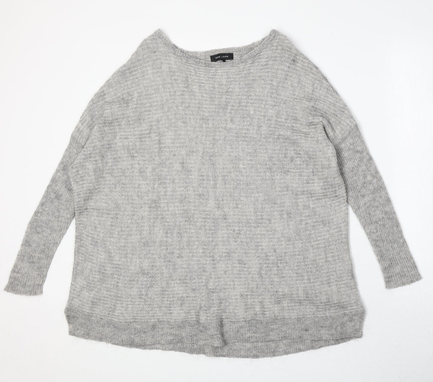 New Look Womens Grey Round Neck Acrylic Pullover Jumper Size S