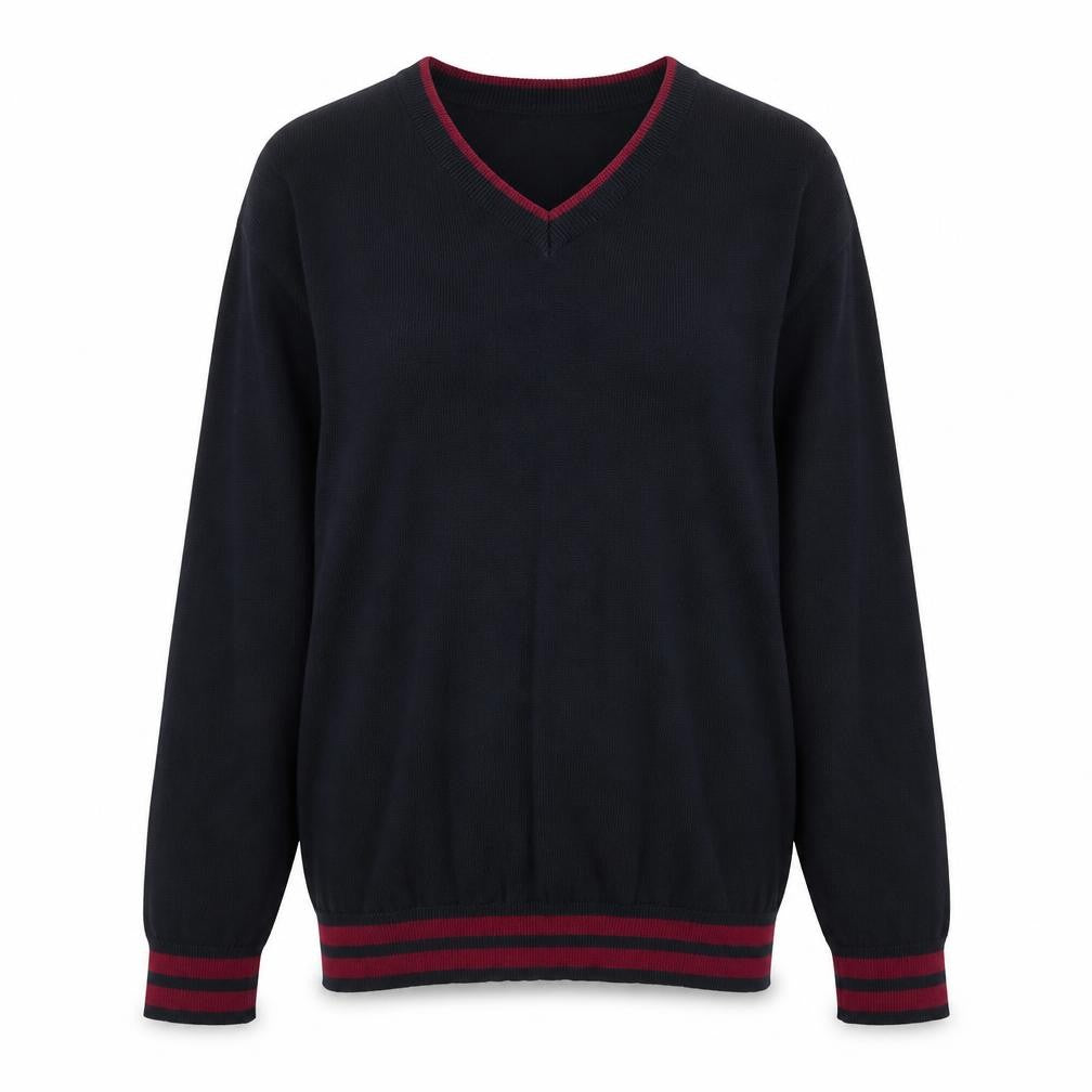 M&Co Womens Blue V-Neck Cotton Pullover Jumper Size L
