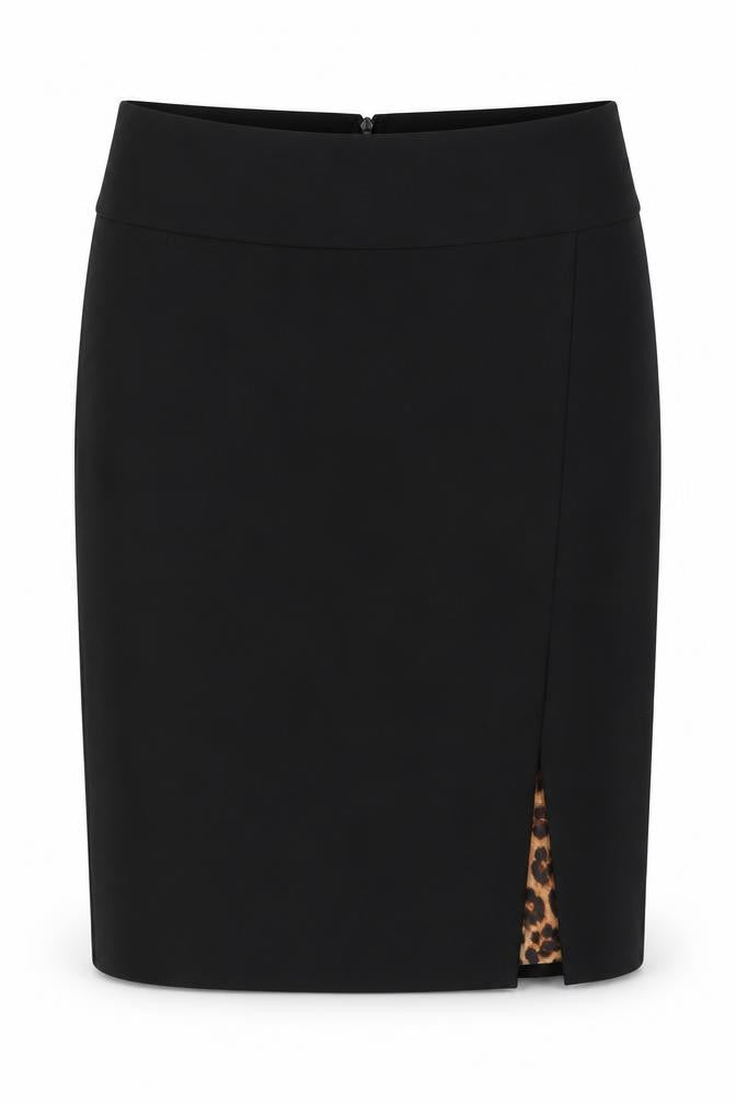 Express Desgin Studio Womens Black Polyester A-Line Skirt Size L Zip - Leopard Pattern