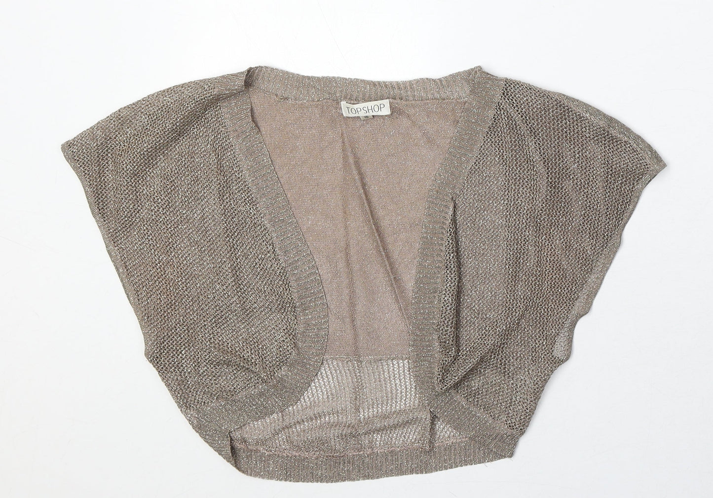 Topshop Womens Brown V-Neck Acrylic Cardigan Jumper Size 10
