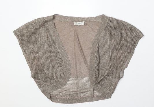 Topshop Womens Brown V-Neck Acrylic Cardigan Jumper Size 10