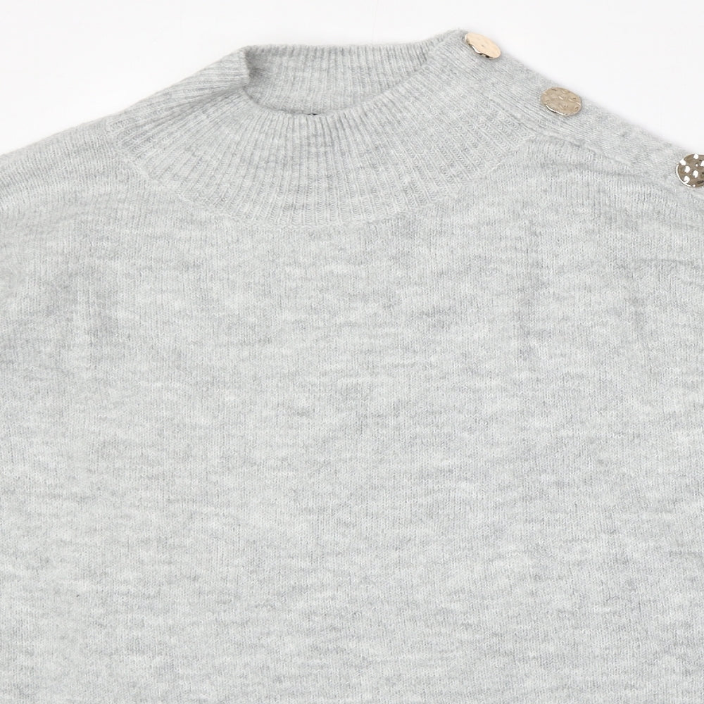 Dorothy Perkins Womens Grey High Neck Acrylic Pullover Jumper Size 16