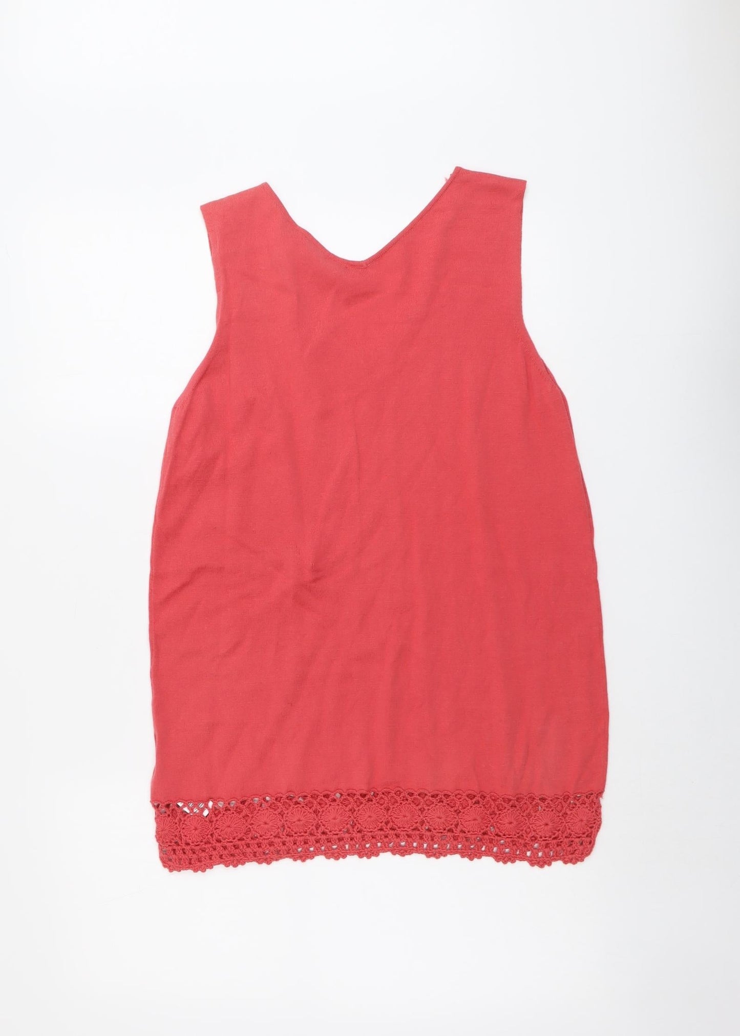 Dorothy Perkins Womens Pink Cotton Basic Tank Size 10 V-Neck