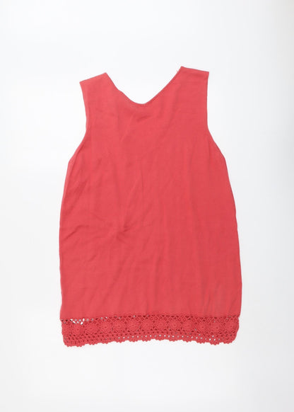 Dorothy Perkins Womens Pink Cotton Basic Tank Size 10 V-Neck