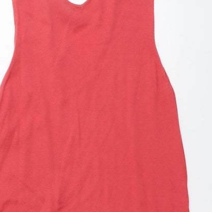 Dorothy Perkins Womens Pink Cotton Basic Tank Size 10 V-Neck