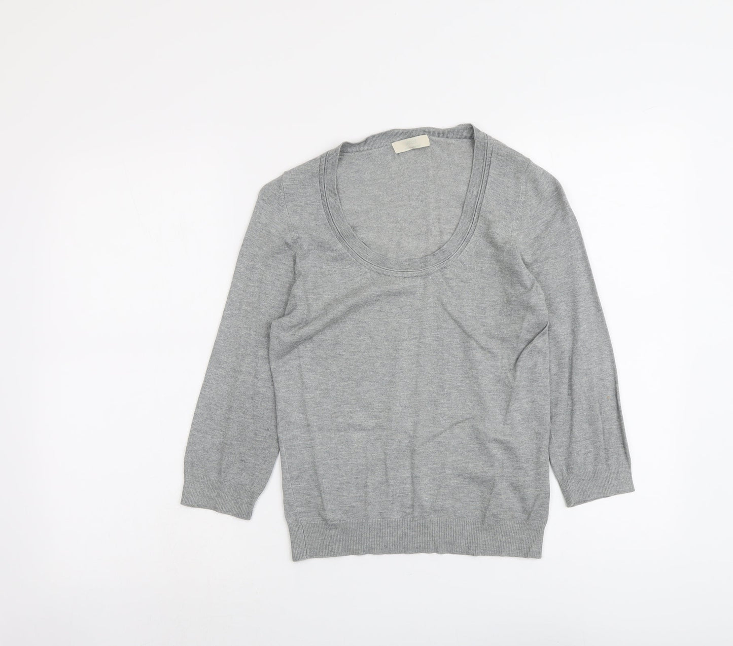 Marks and Spencer Womens Grey Scoop Neck Viscose Pullover Jumper Size 10