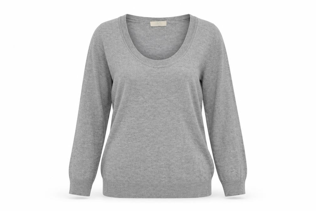 Marks & Spencer Womens Grey Scoop Neck Viscose Pullover Jumper Size 10