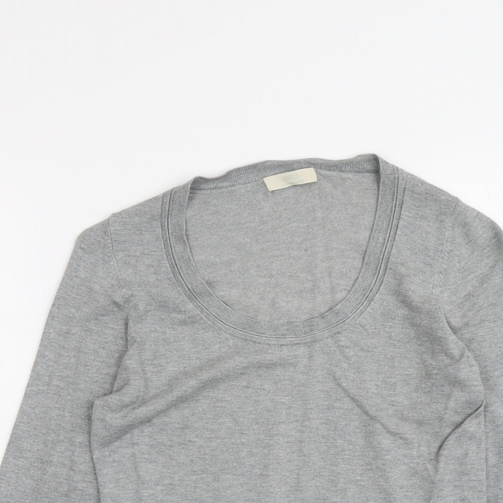 Marks and Spencer Womens Grey Scoop Neck Viscose Pullover Jumper Size 10