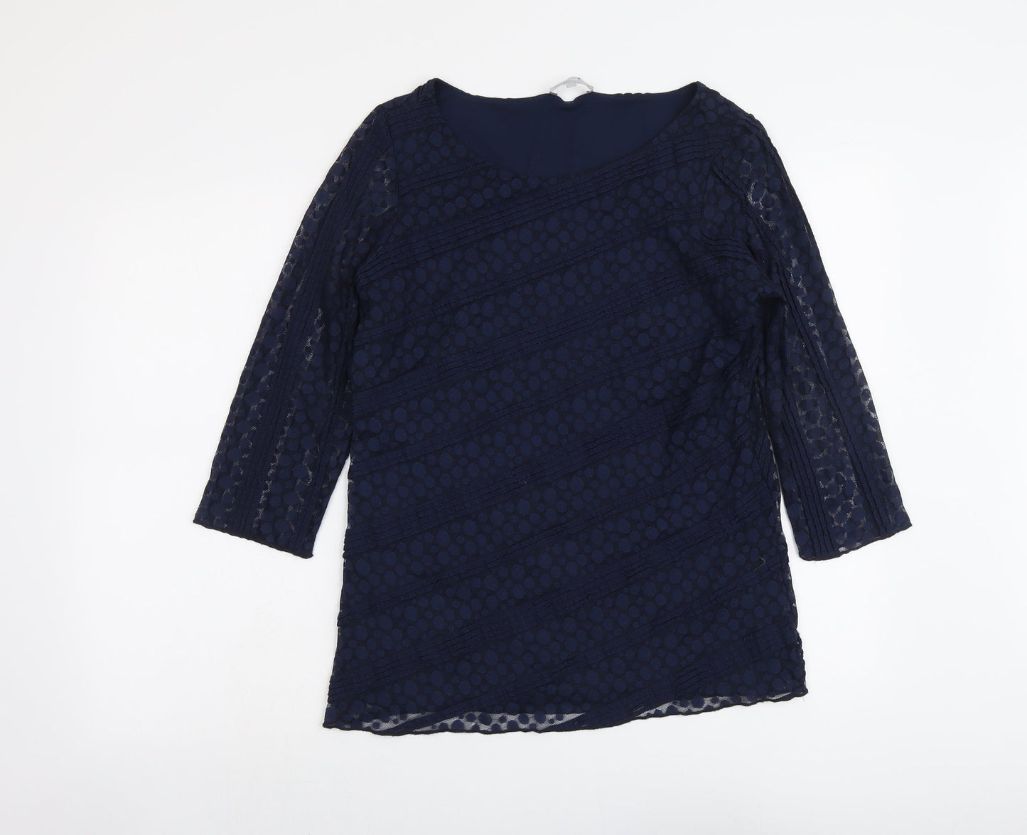 Per Una Womens Blue Polyamide Basic Blouse Size 14 Round Neck