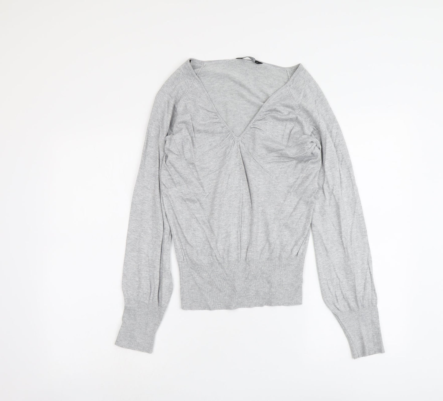 Dorothy Perkins Womens Grey V-Neck Viscose Pullover Jumper Size 12
