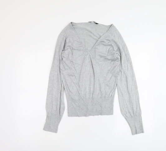 Dorothy Perkins Womens Grey V-Neck Viscose Pullover Jumper Size 12