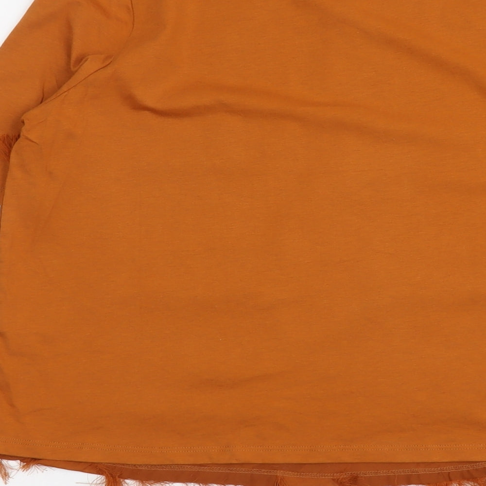 River Island Womens Brown Cotton Basic T-Shirt Size 8 Round Neck