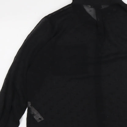Stradivarius Womens Black Polka Dot Polyester Basic Button-Up Size L Collared