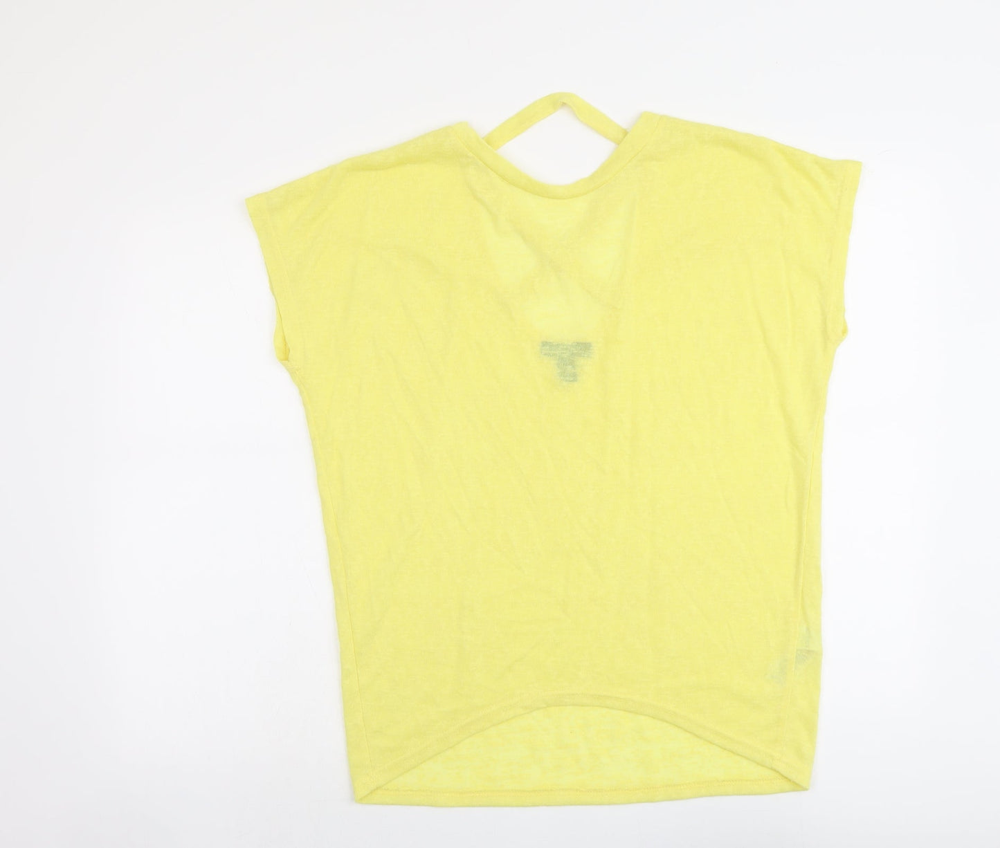 New Look Womens Yellow Polyester Basic T-Shirt Size M Round Neck