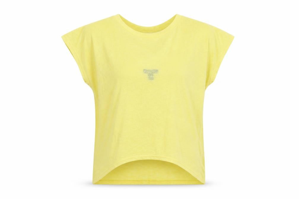 New Look Womens Yellow Polyester Basic T-Shirt Size M Round Neck