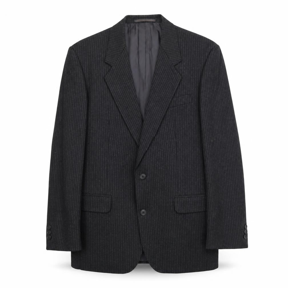 Gent Mens Grey Striped Polyester Jacket Suit Jacket Size M Regular