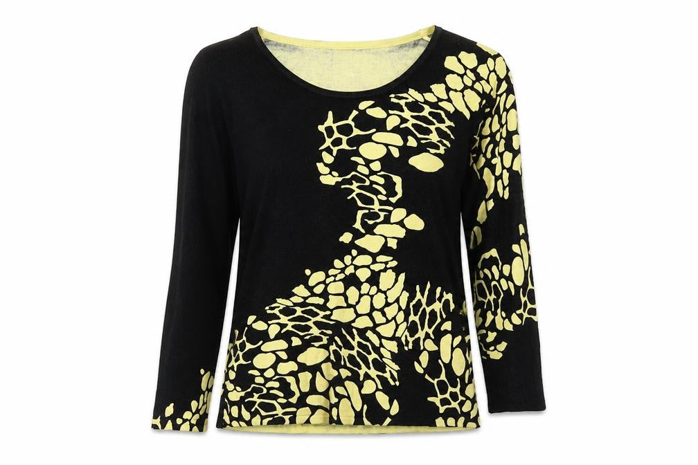 Roman Womens Black Round Neck Geometric Viscose Pullover Jumper Size S